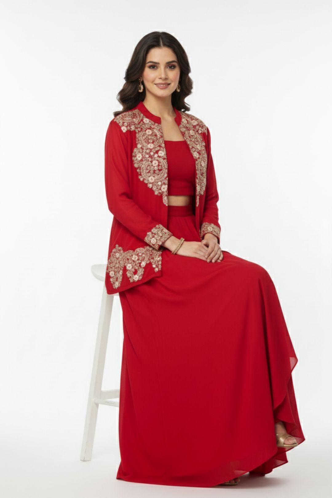 Rasā Scarlet Handwork Luxury Fusion Wear Set