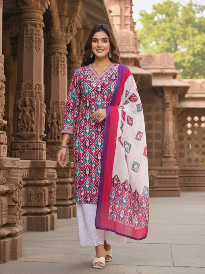Aranya Ikat Print Premium Pure Cotton Suit Set