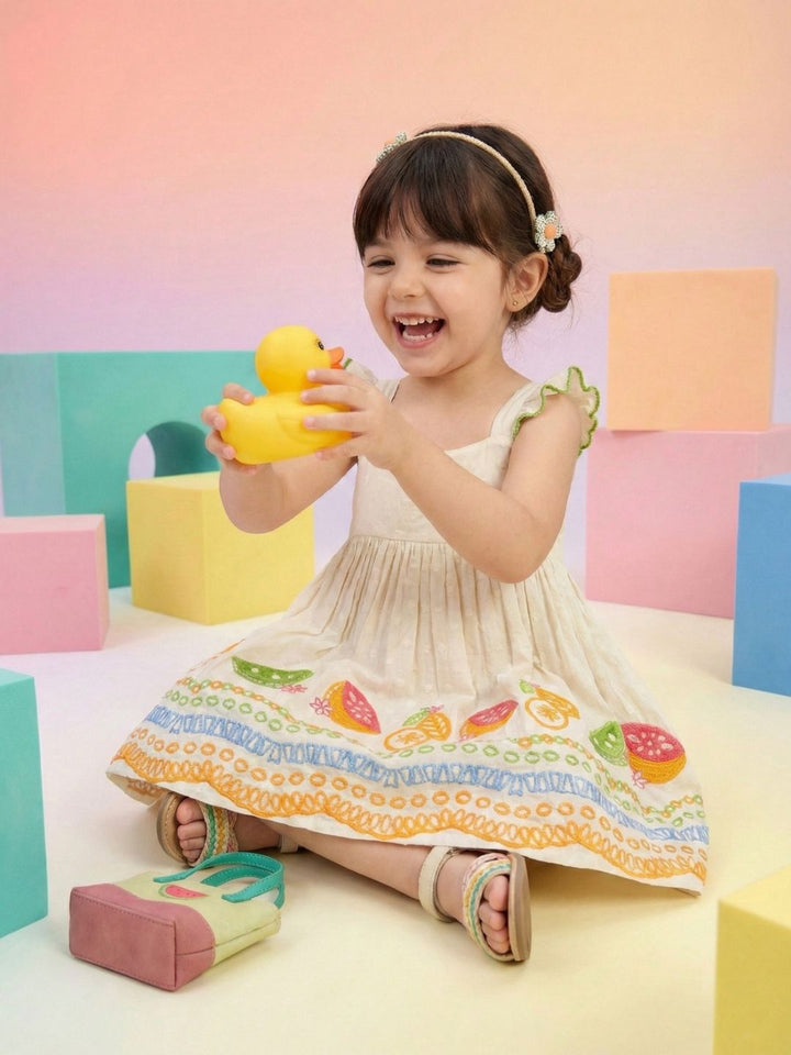 Joy fruit embroidery cotton dress