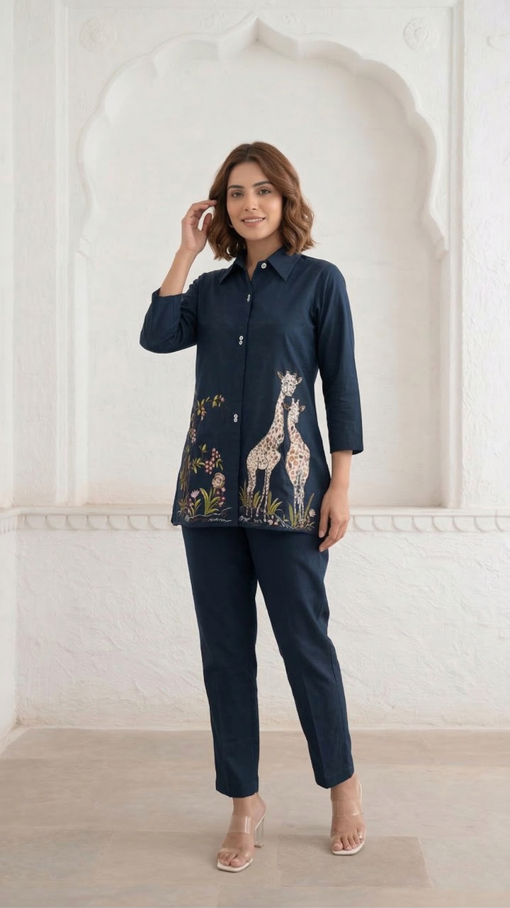 Gaur azure embroidery cotton co-ord set