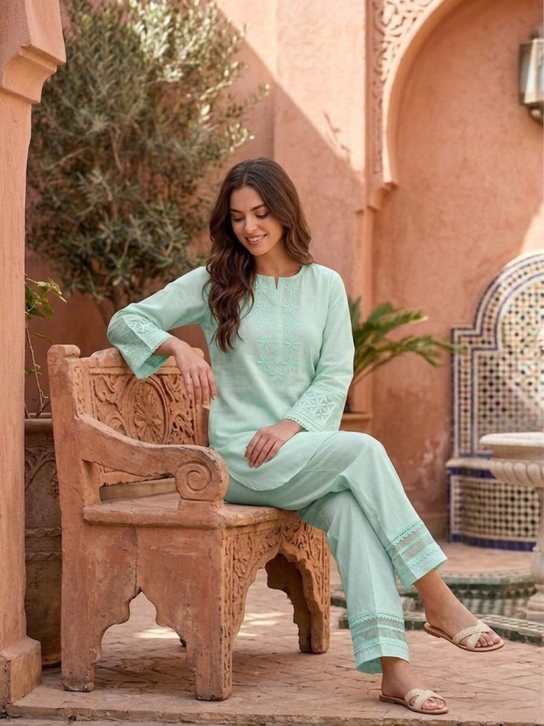Prisha mantis embroidery cotton co-ord set