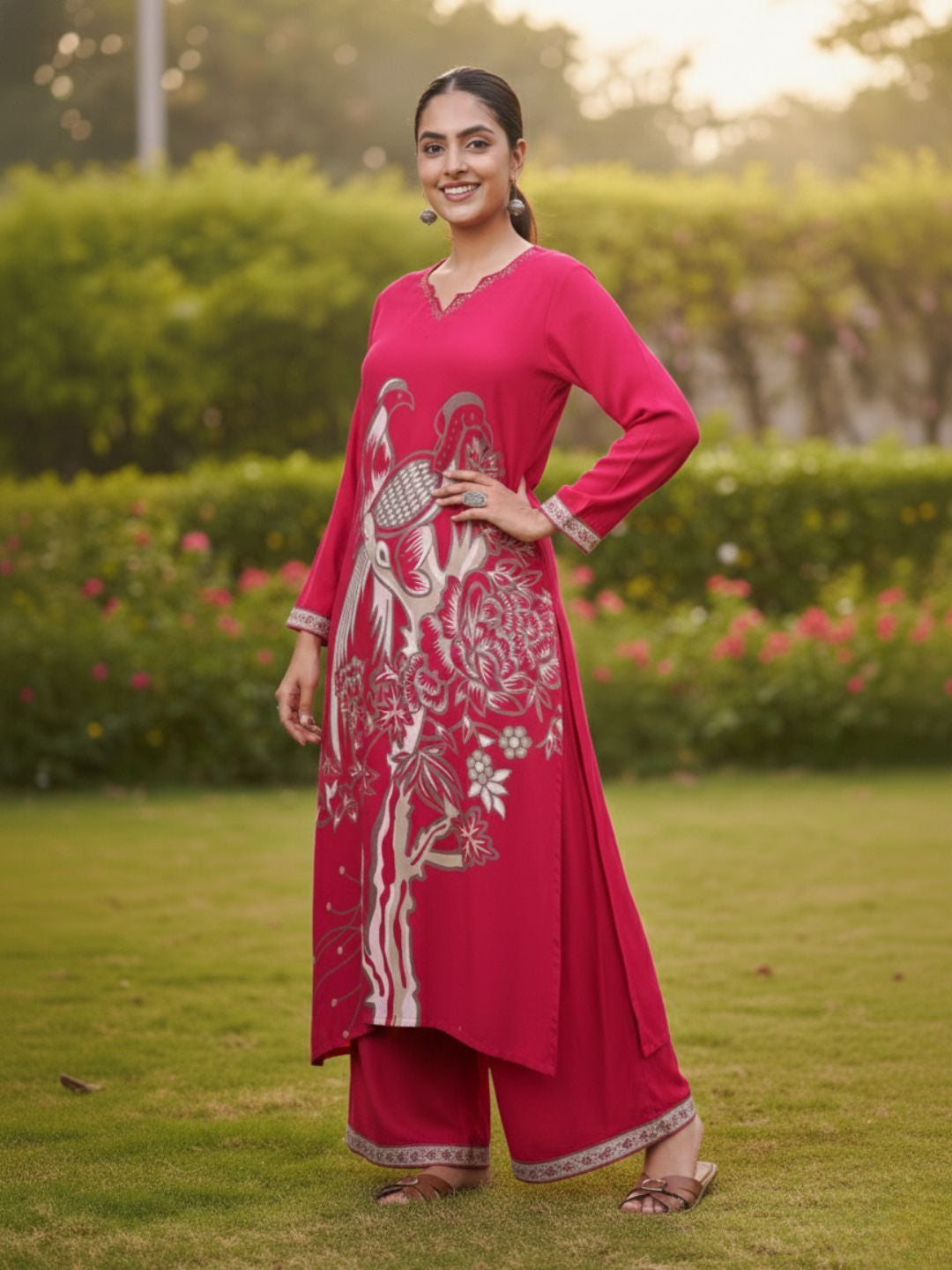 Sonpal cherry printed kurta pant set