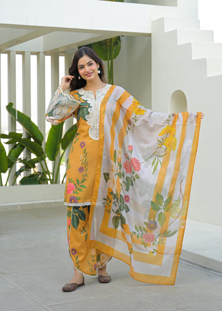 Dagdai canary printed suit set