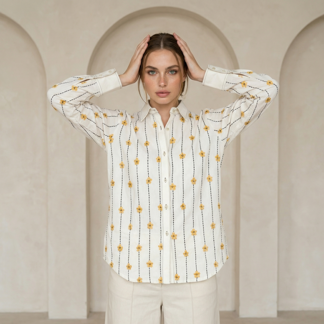 Molly daisy embroidery cotton co-ord set