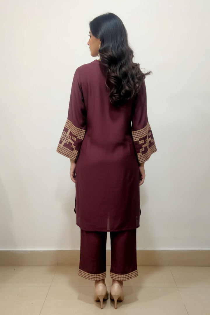 Tina Choco Embroidered Co-ord Set