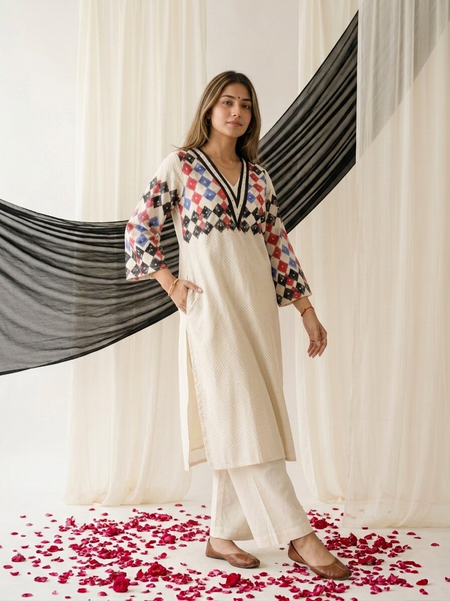 Swades porcelain cotton kurta pant set