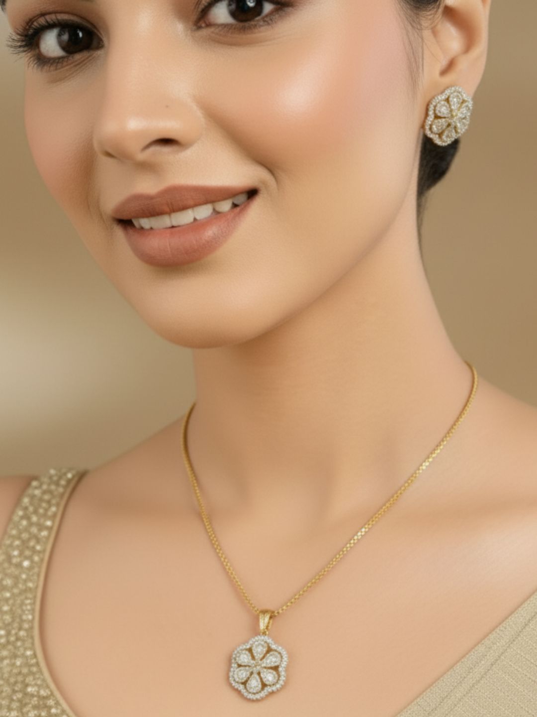 ANTAARA FLORAL STUD & PENDANT SET
