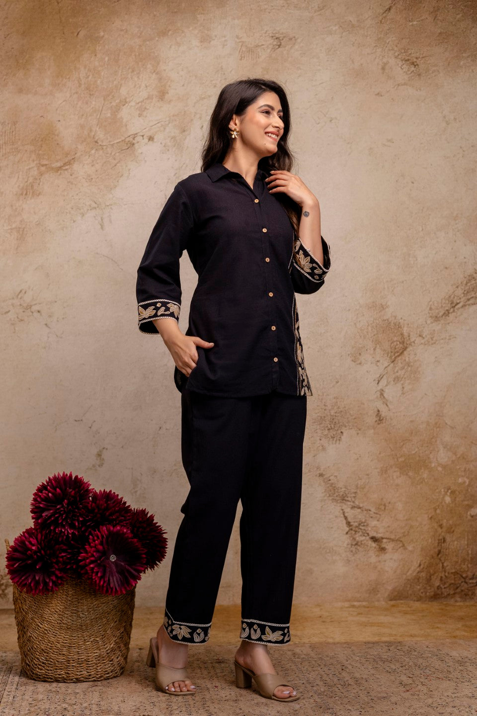 Viyona Jet Embroidered Co-ord Set