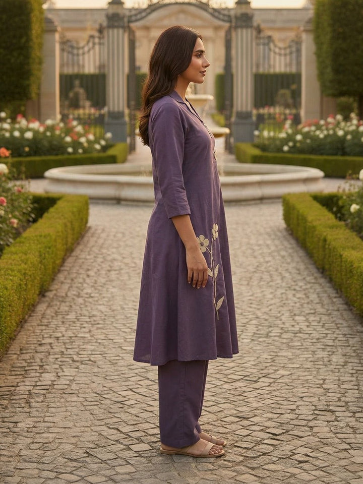 Tatva iris embroidery cotton kurta pant set