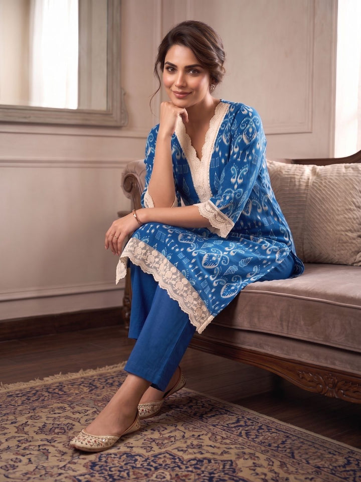 Tashvika Indigo Cotton Kurta Pant set