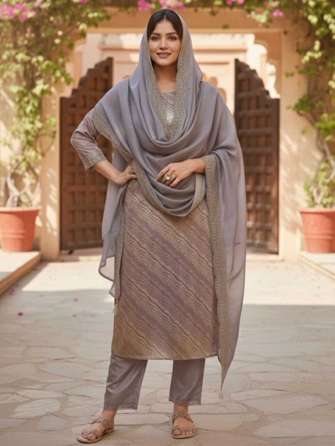 Malvika Plum Heavy Work Suit Set