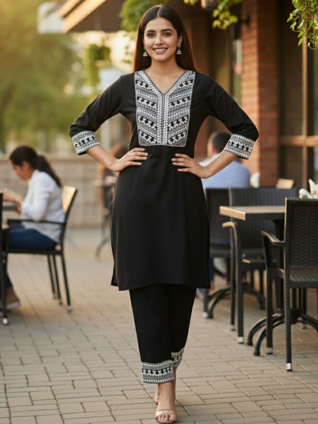 Leena Charcoal Embroidery Co-ord Set