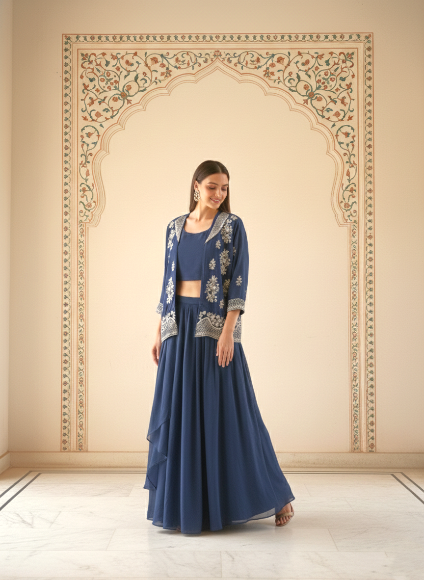 Rasā Midnight Handwork Luxury Fusion Wear Set