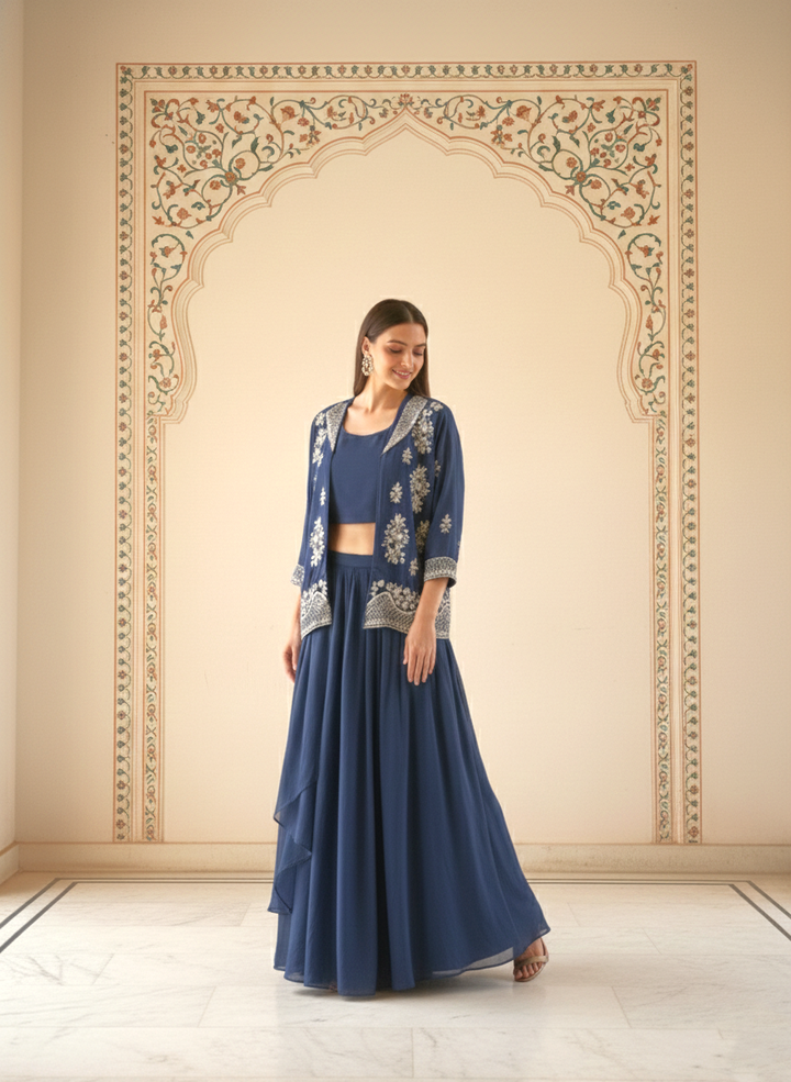 Rasā Midnight Handwork Luxury Fusion Wear Set