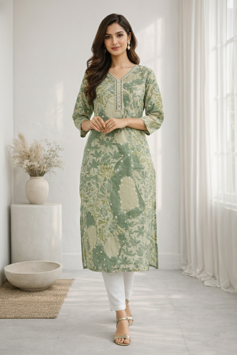 Barnali Fern Printed Work Kurti
