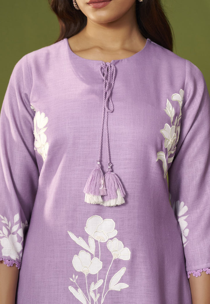 Itrh amethyst cotton linen suit set