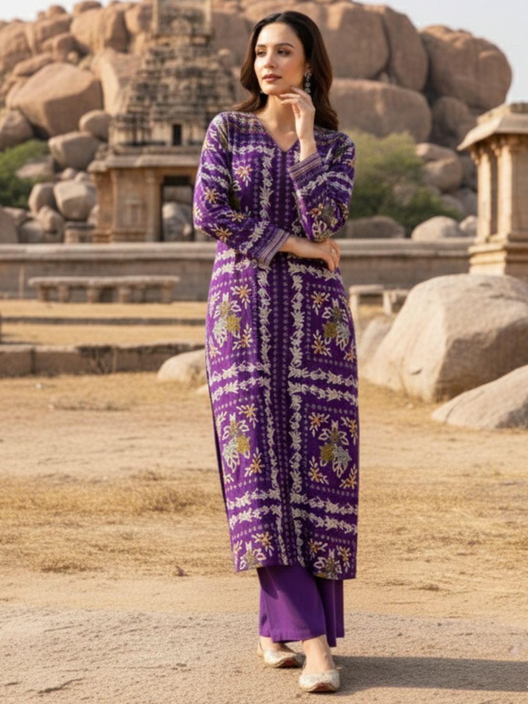 Kabool orchid printed Kurta pant set