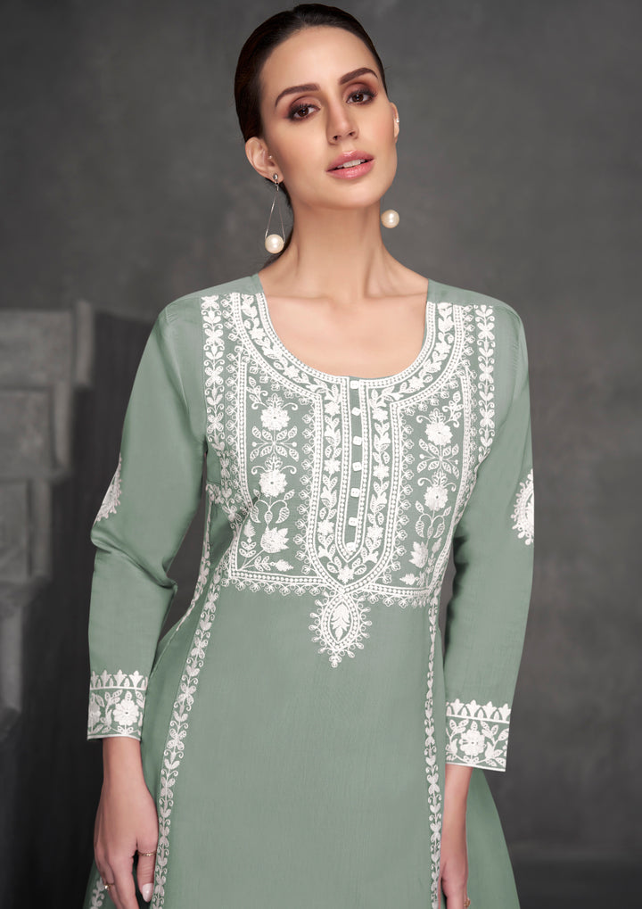 Alpa Shamrock Embroidery Kurta Pant Set