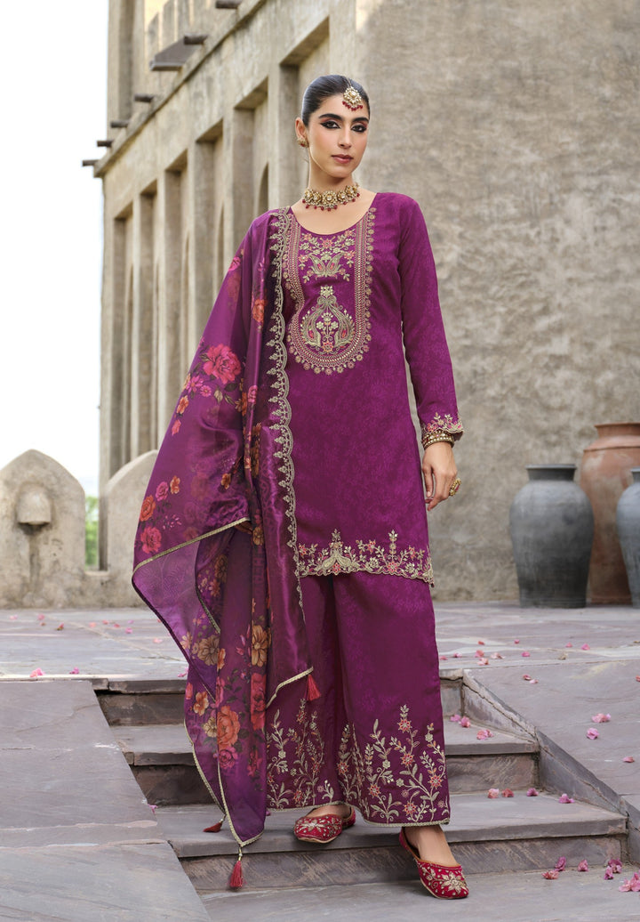 Mrinal orchid Full Work Heavy Suit Set