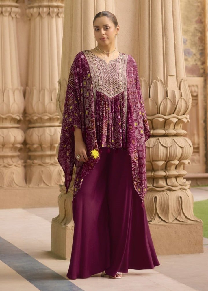Aster Mulberry full work Kaftan pant set