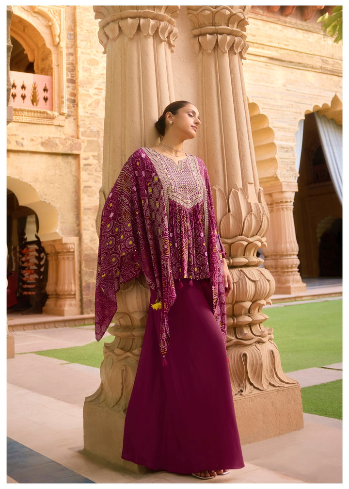 Aster Mulberry full work Kaftan pant set