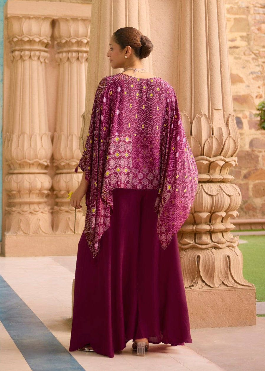 Aster Mulberry full work Kaftan pant set