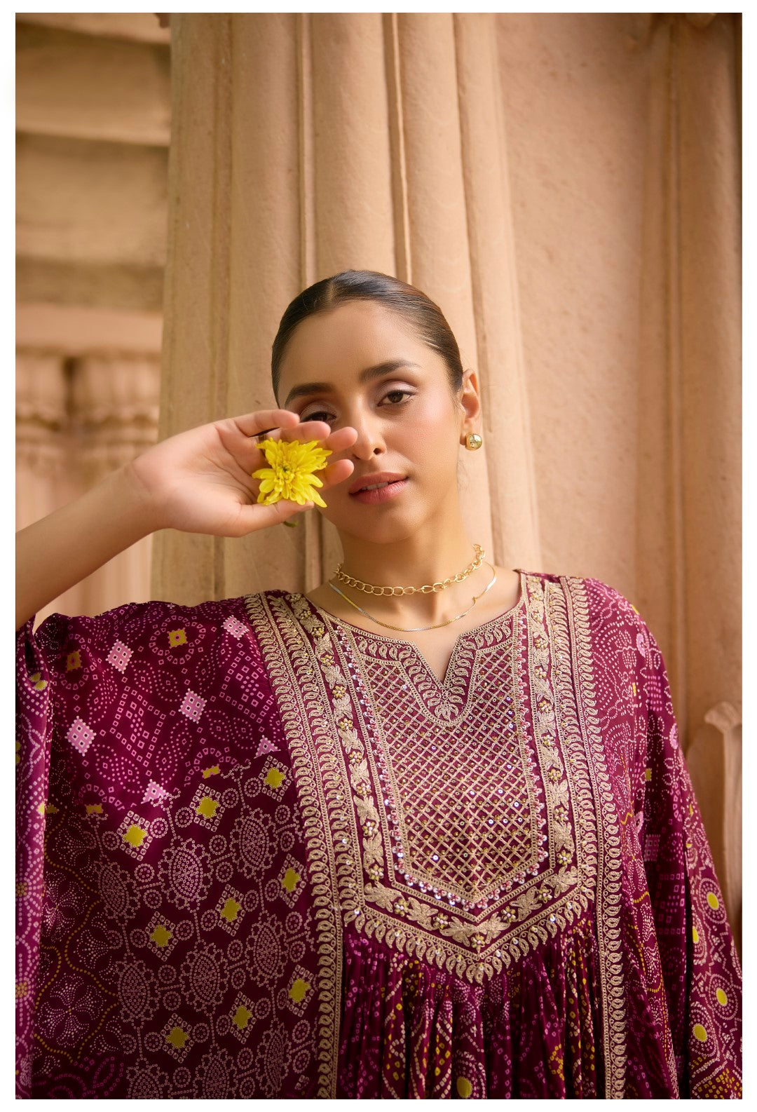 Aster Mulberry full work Kaftan pant set