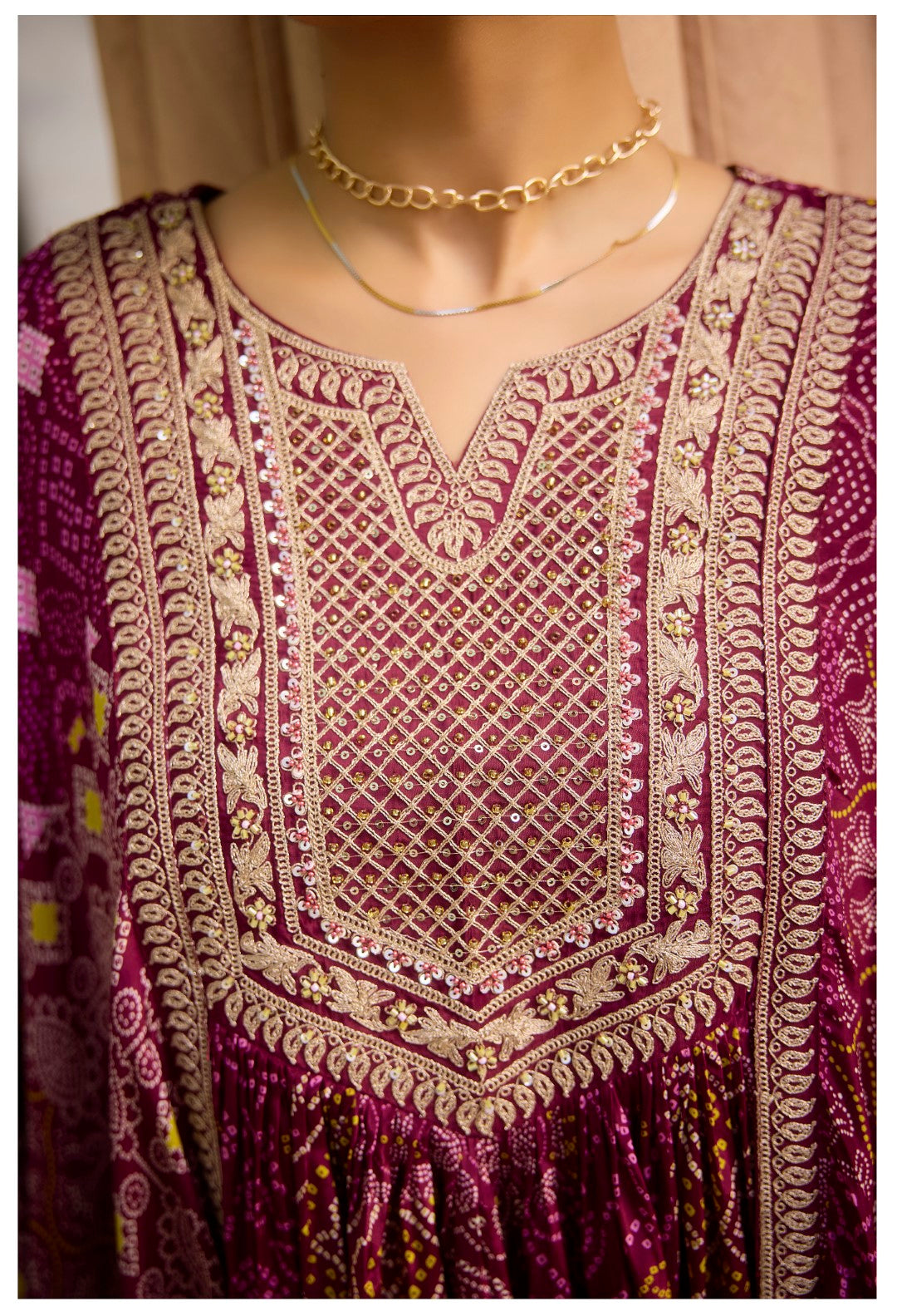 Aster Mulberry full work Kaftan pant set