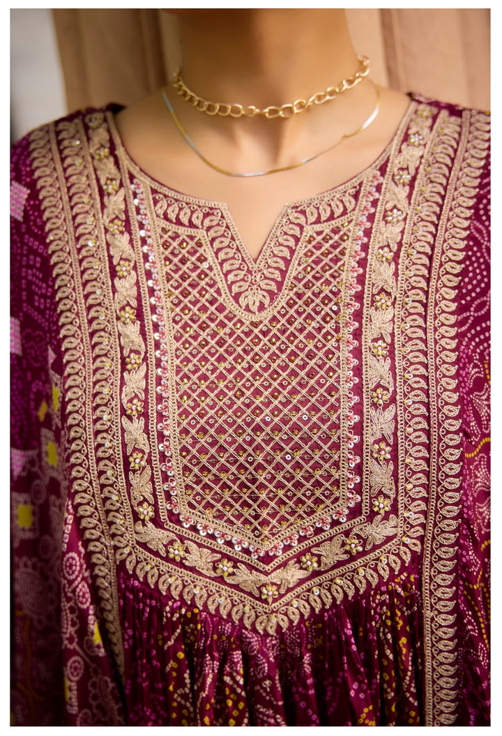 Aster Mulberry full work Kaftan pant set