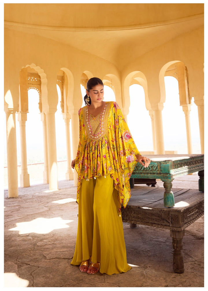 Aster Sunflower full work Kaftan pant set