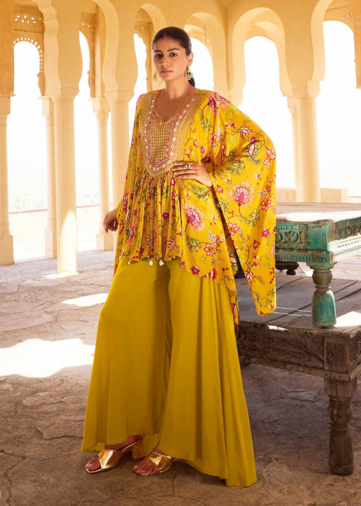 Aster Sunflower full work Kaftan pant set