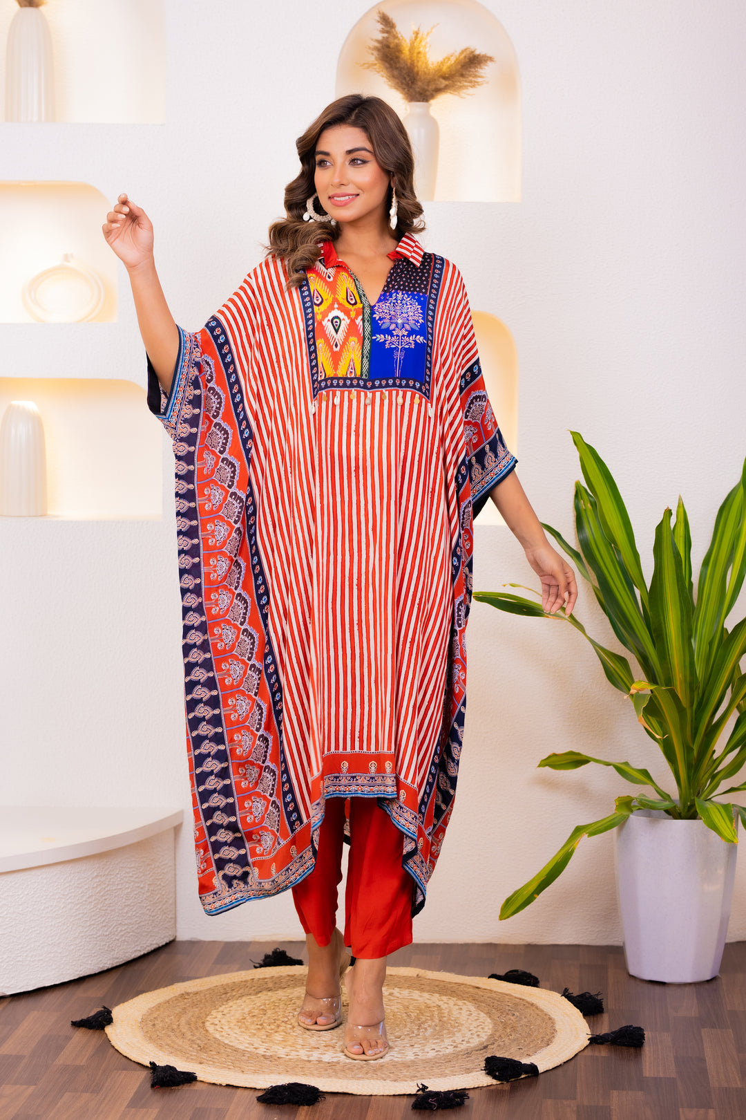 Maurya Scarlet Premium Muslin Kaftan Pant Set