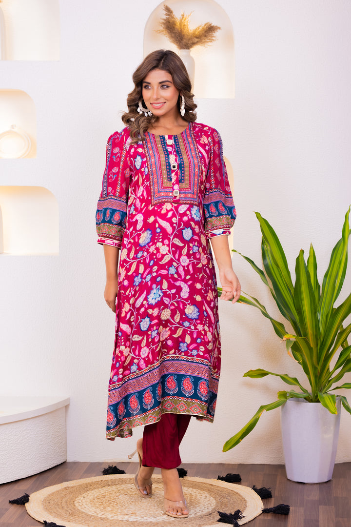 Maurya Rose Premium Muslin Kurta Set