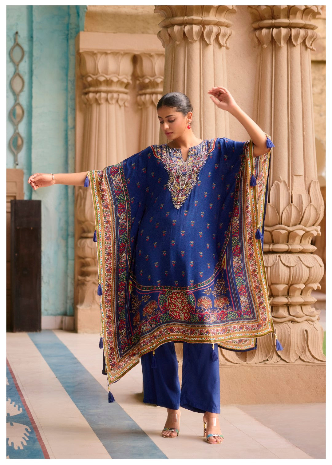 Aster Hibis Premium Full Work Kaftan Pant Set