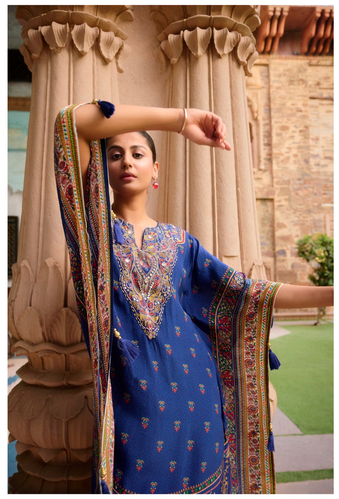 Aster Hibis Premium Full Work Kaftan Pant Set