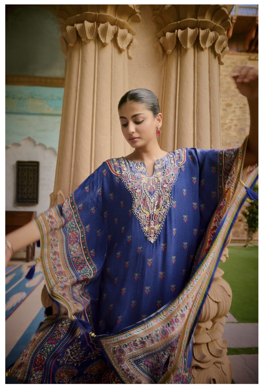 Aster Hibis Premium Full Work Kaftan Pant Set