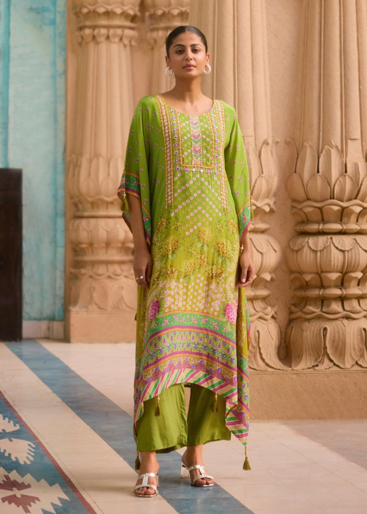 Aster Petals full work Kaftan pant set