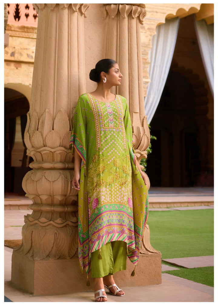 Aster Petals full work Kaftan pant set