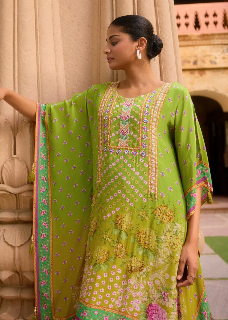 Aster Petals full work Kaftan pant set