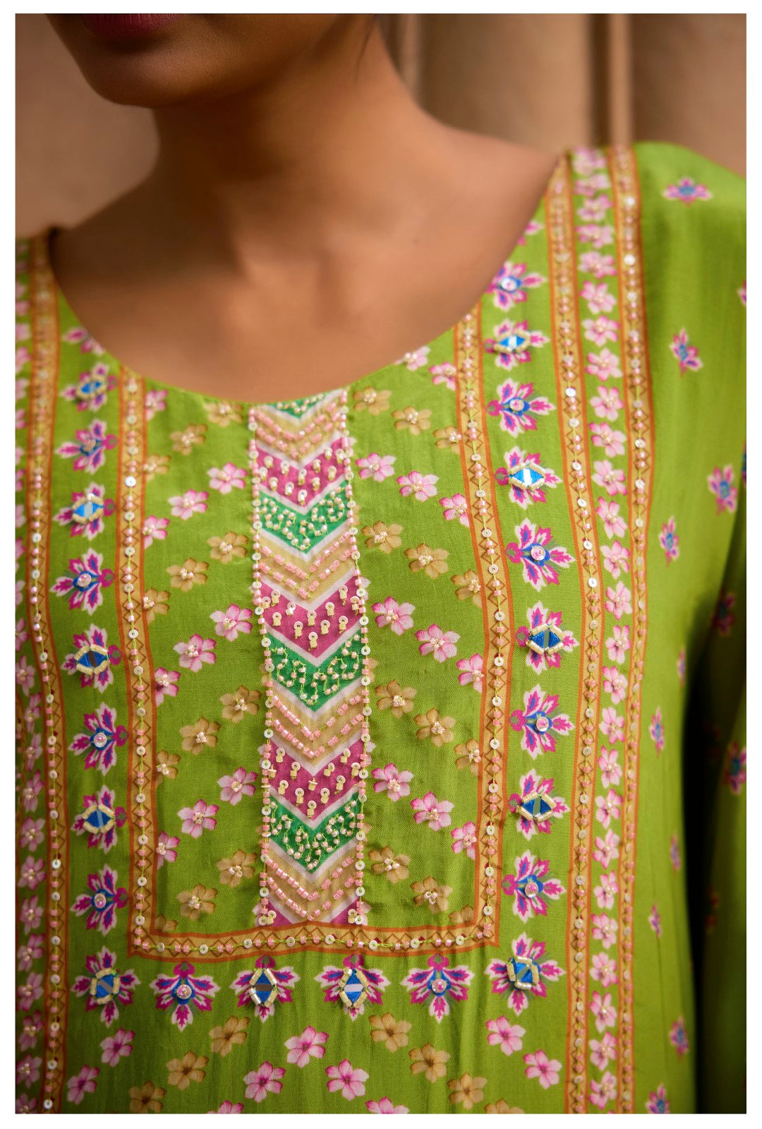 Aster Petals full work Kaftan pant set