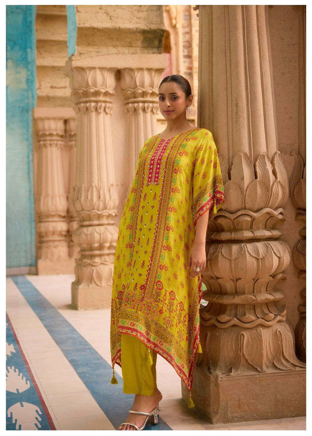 Aster Pine Premium Full Work Kaftan Pant Set