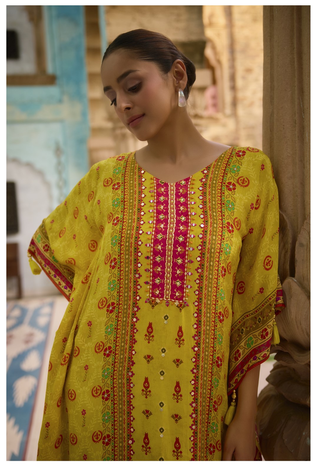 Aster Pine Premium Full Work Kaftan Pant Set