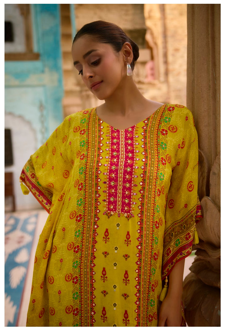 Aster Pine Premium Full Work Kaftan Pant Set