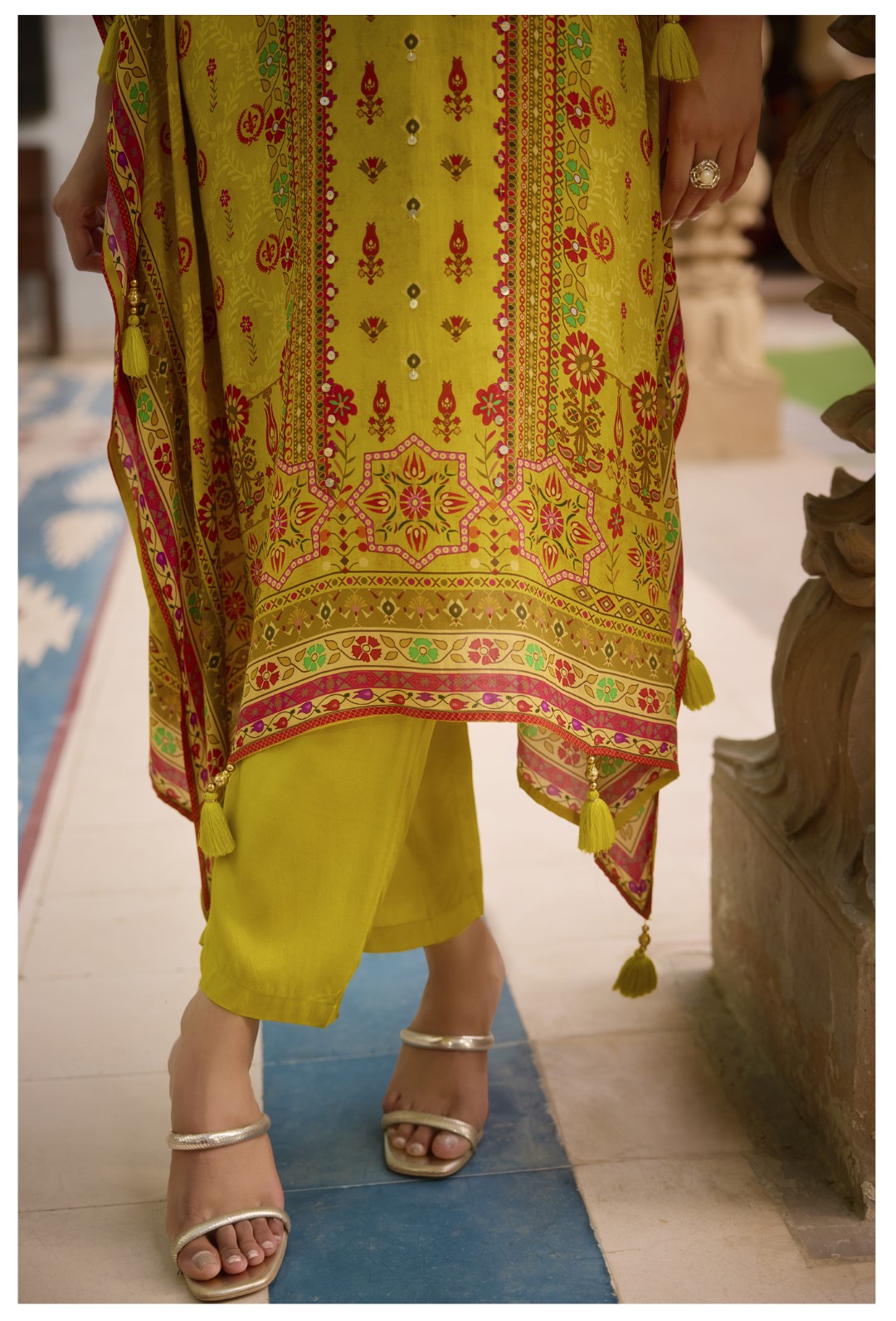 Aster Pine Premium Full Work Kaftan Pant Set