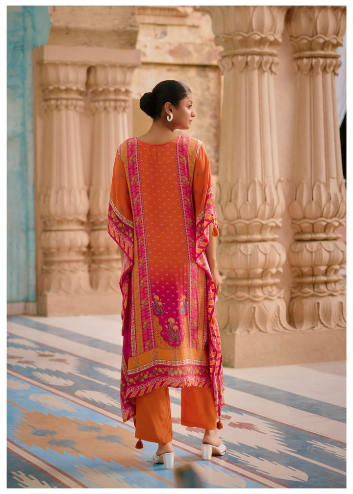 Aster Flamingo Premium Full Work Kaftan Pant Set