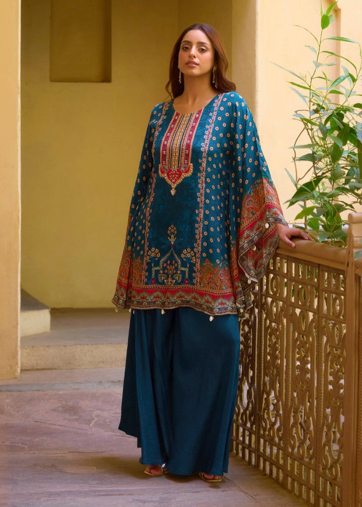 Aster Cobalt full work Kaftan pant set