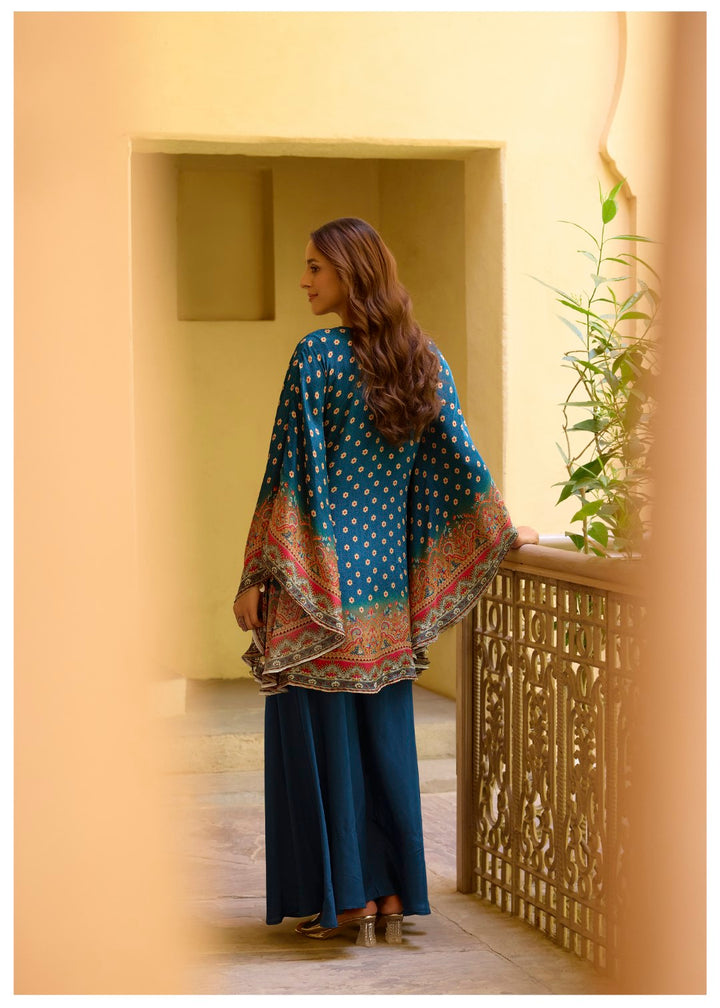 Aster Cobalt full work Kaftan pant set