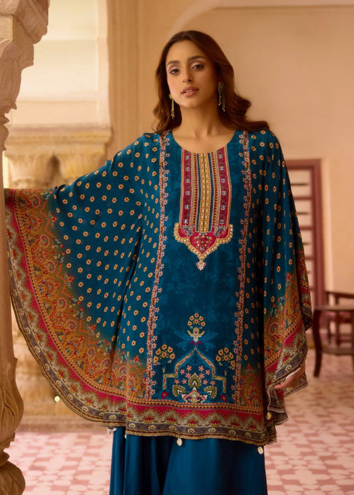 Aster Cobalt full work Kaftan pant set