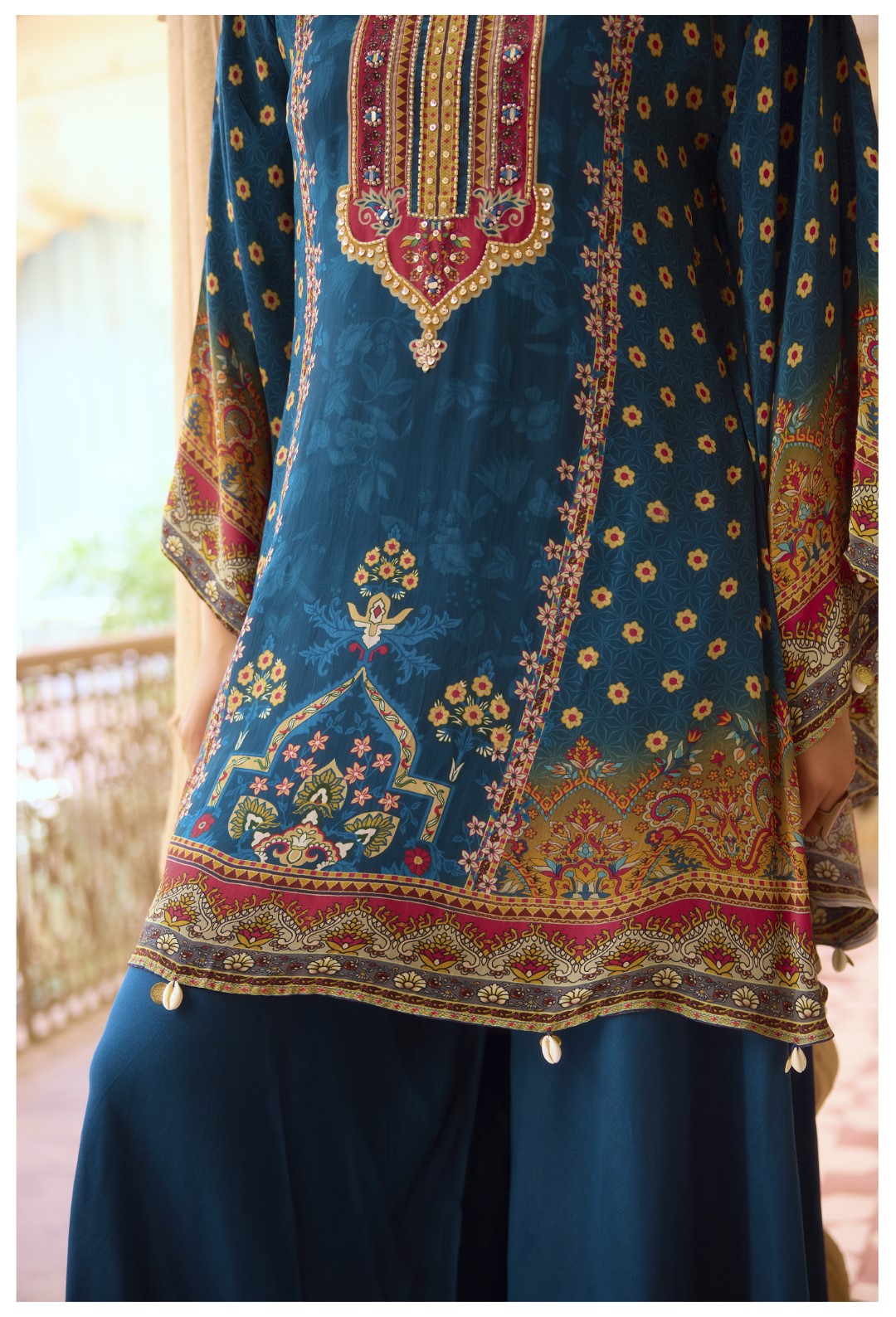 Aster Cobalt full work Kaftan pant set