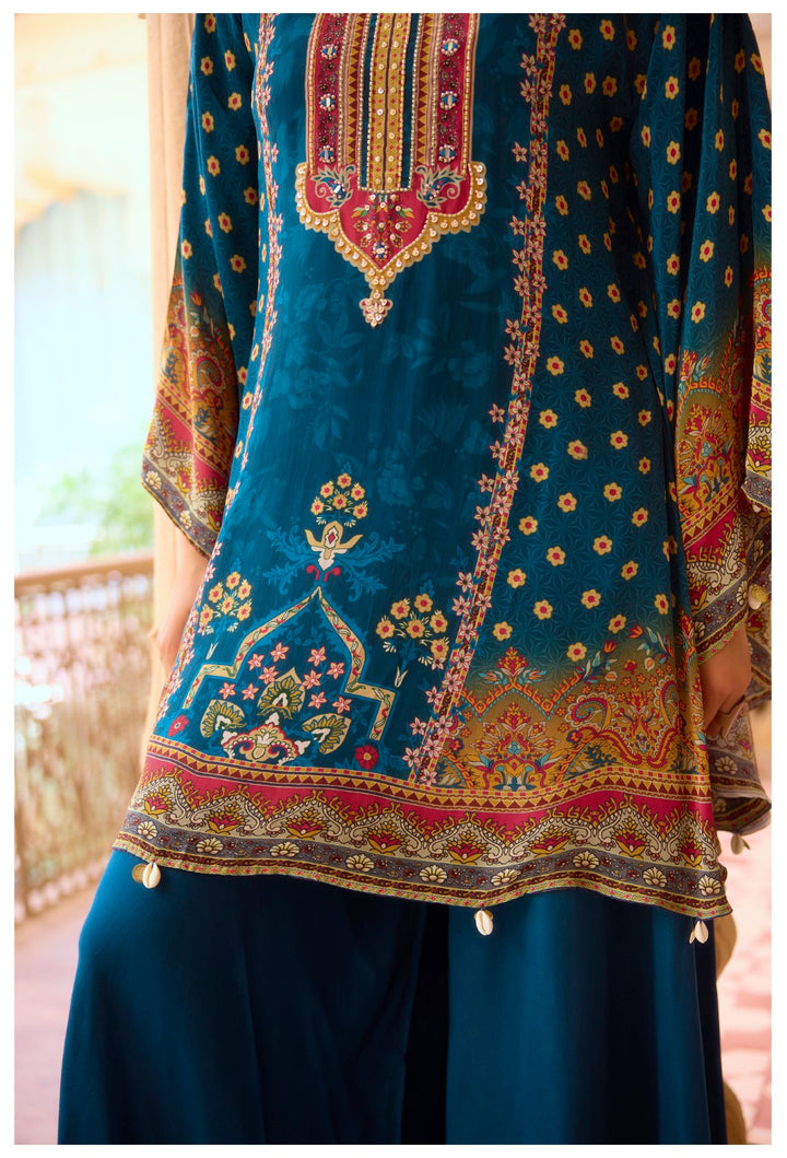 Aster Cobalt full work Kaftan pant set